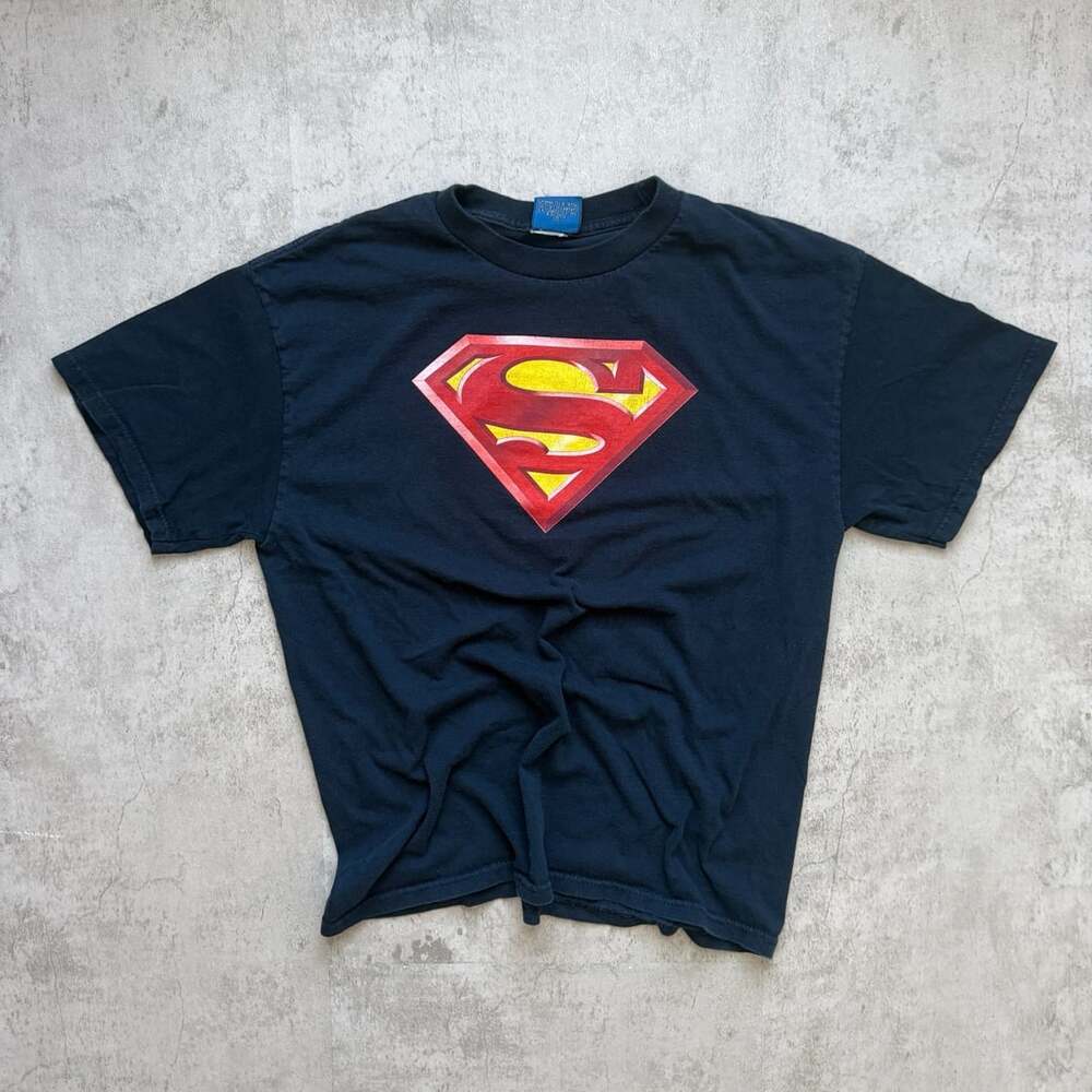 2011 Superman DC Comics Black Graphic T-Shirt Men's Size Medium Pre-Owned